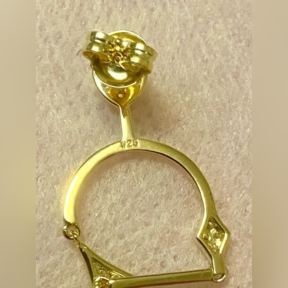 🌷 Fairy Tulip 🌷 design asymmetrical sterling silver earrings 14K Gold plated 🌺 - Picture 4 of 6